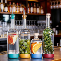 450ml 800ml Hoge Borosilicaat Glazen Drankfles Fruit Sap Wijn Mengfles Kurk/Tuit Stopper Zeefdruk Kleurrijke Bodem