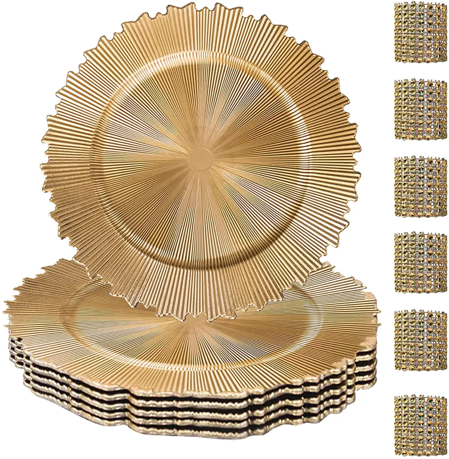 Gold Plastic Modern Charger Placas Para Jantar Placas Para Casamentos Holiday Ou Party Table Decor