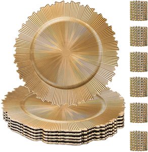 Gold Plastic Modern Charger Plates For Dinner Plates For Weddings Holiday Or Party Table Decor