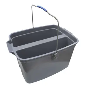 Bofan commerical janitorial gray Divided Pail Washing Mop Bucketシングルハンドルポータブル厚みのあるプラスチックダブルグリッドバケット