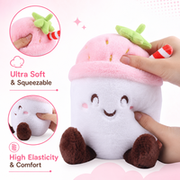 Peluche 100% polyester en forme de tasse de crème glacée brodée, jouet anti-stress 30 cm Babywolf pour fête d'anniversaire, tous âges