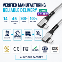 Cable DE DATOS USB C 100W Trenza de nailon Carga rápida Doble tipo C a tipo C Cable USB 3,1 para uso en computadora e impresora
