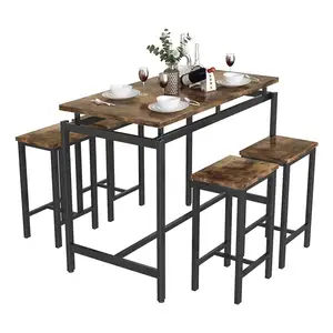 NBHY 5 Pcs Kitchen High Dining Table and Chaires Pub Coffee Counter Bar Breakfast Table Set