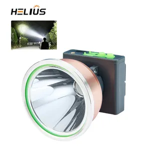 Helius Carregamento de luz forte, lanterna montada na cabeça de alto brilho, lâmpada de minas para iluminação externa, farol LED de longa resistência