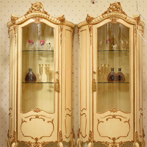 Lemari Anggur Villa Kayu Solid Gaya Prancis Antik Mewah Buatan Tangan dengan Pintu Kaca Dekoratif - Product Image 6