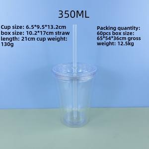 شعار مخصص سعر منخفض 12 أونصة 16 أونصة 22 أونصة بهلوان شفاف أكريليك شفاف كوب بلاستيكي مع أغطية وقش - Product Image 6