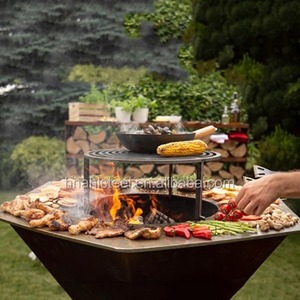 Barbecue <span class=keywords><strong>à</strong></span> charbon de <span class=keywords><strong>bois</strong></span> en acier Corten, foyer <span class=keywords><strong>à</strong></span> charbon de <span class=keywords><strong>bois</strong></span> avec stockage - Product Image 2