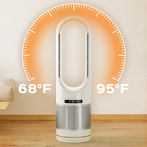 Ventilatore a Torre Senza Pale Elettrico Intelligente con Funzione di Raffreddamento e Riscaldamento, Purificatore d'Aria con Filtro HEPA, Facile Installazione per Casa e Hotel - Product Image 5