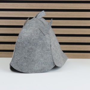 Chapeau de sauna en feutre recyclé gris écologique avec cornes de diable, vente en gros, logo personnalisé, directement de l'usine, pour hammam et spa - Product Image 3