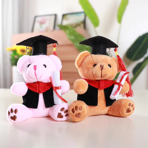 12CM Cartoon <b>Teddy</b> Bear Plush Toys School Graduation Gift Girl Bag Pendant Keychains Doctor Bear PP Cotton Filling Graduation - Product Image 2
