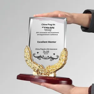 Medaglia <span class=keywords><strong>e</strong></span> Trofeo in Cristallo a Forma di Spiga di Grano Personalizzati per Riunioni Aziendali Annuali, <span class=keywords><strong>Camera</strong></span> di <span class=keywords><strong>Commercio</strong></span>, Logo Orient Masters Cina - Product Image 4