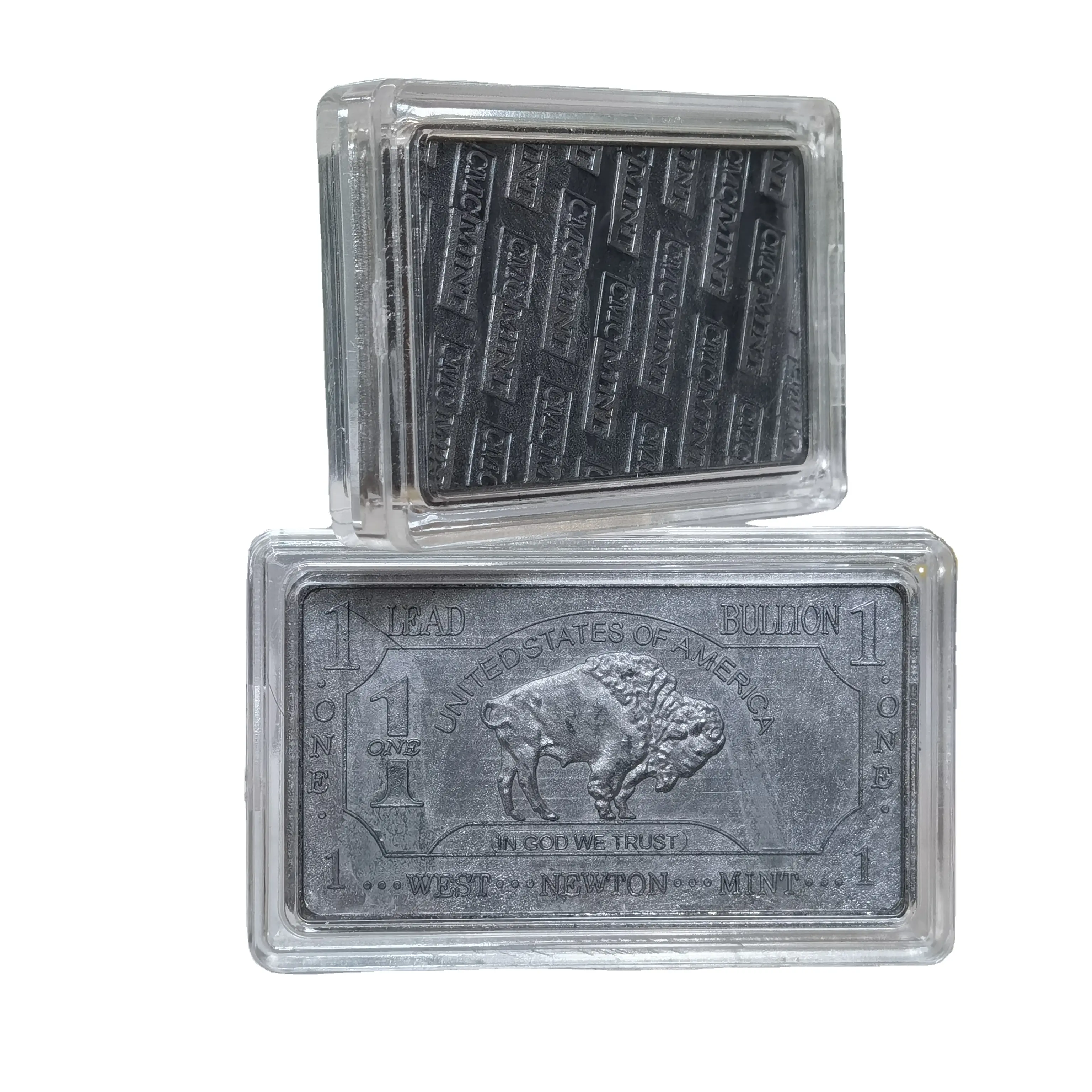 Badge de lingots transparents 1 oz 999, 5 pièces, en plomb au plomb pur, forme de cercueil, pour les cartes A121