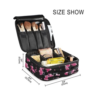 Portable Custom Pink Flower Cosmetic Organizer Brushes Box Divider Waterproof Travel <b>Makeup</b> Bag Professional Cosmetic <b>Case</b> Bag - Product Image 4