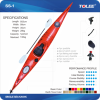 Tolee plus récent bateau de kayak d'océan pour une personne kayak assis en plastique LLDPE avec gouvernail nouveau design