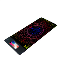 Tapis de souris de jeu RGB avec charge sans fil rapide 15W pour la maison et le bureau, avec support de téléphone pliable, design doux et antidérapant