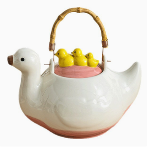 Conjunto de Garrafa de Água de Cerâmica Criativa com Design de Pato Fofo, Nível de Aparência Elevado, Chaleira Tridimensional - Product Image 1