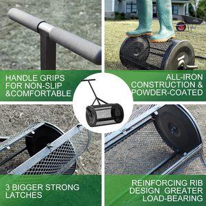 Épandeurs pour pelouse et jardin Épandeur à panier en maille métallique robuste de 36 pouces à pousser/remorquer Compost Équipement d'entretien du jardin Épandeur de fumier - Product Image 4