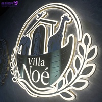 Letrero Metálico con Logotipo 3D Personalizado, Iluminado por Delante y por Detrás, Impresión UV, Halo Luminoso, Acero Inoxidable, LED, Resistente al Agua, para Montaje en Pared Exterior