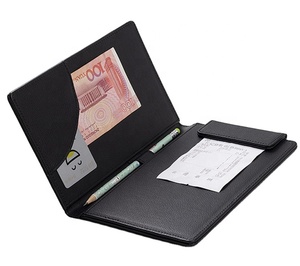 Porta Recibos de Restaurante de Cuero PU Negro al por Mayor para Suministros de Hotel, Porta Facturas en Blanco - Product Image 1