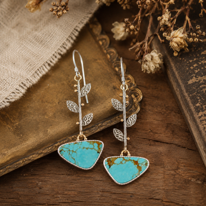 Orecchini pendenti lunghi a forma di foglia, colore verde vintage, orecchini pendenti in stile bohémien, gioielli alla moda per donna - Product Image 3