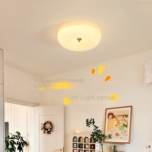 Lustre de plafond en verre nordique moderne avec télécommande pour salon, chambre à coucher, bureau, balcon, design simple crème - Product Image 3