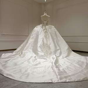 Vestido de Novia de Satén Xx96 con Cuentas de Cristal, Corsé sin Tirantes, Vestido de Gala con Espalda de Cordones y Cola Catedral, Jancember - Product Image 3
