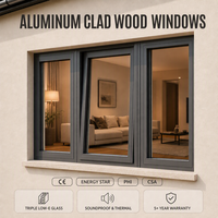 Fenêtres à cadre en bois CHAMBROAD, revêtement aluminium, basculantes et pivotantes, triple vitrage Low-E, quincaillerie allemande pour villa moderne