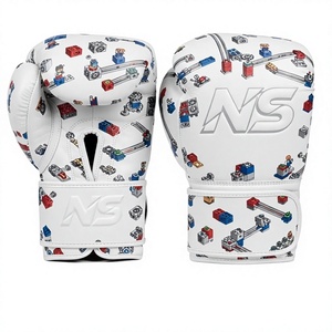 Gants de boxe Nabtay Sports NS-FD76 blancs en cuir véritable, à lacets, avec poignets embossés, antidérapants, unisexes, pour l'entraînement - Product Image 1