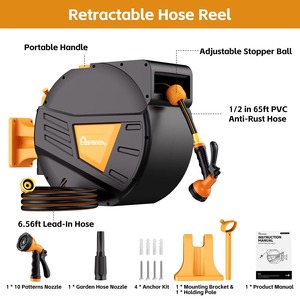 ม้วนสายยาง130FT ติดผนังในสวนแบบยืดหดได้พร้อมหัวฉีด10ฟังก์ชั่น - Product Image 2