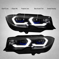 Pour BMW G20 Série 3 2018-2022 Phare LED style laser, DRL bicolore, clignotant séquentiel, boîtier noir, mise à niveau