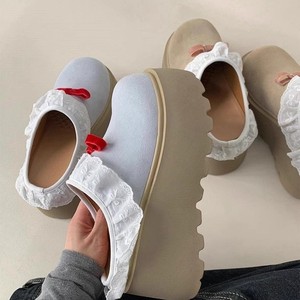Luce <span class=keywords><strong>blu</strong></span> estate Casual <span class=keywords><strong>da</strong></span> <span class=keywords><strong>donna</strong></span> scivoli altezza altezza crescente piattaforma Buccan Top metà per pantofole con fiocco rivestito nuovo vestito - Product Image 5