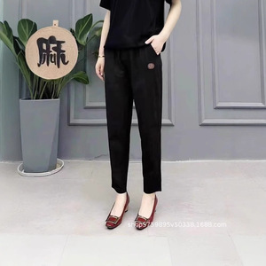 Women's Casual Pants Cotton Canvas Loose Fit Breathable Pocket Design Autumn Trousers For Middle Aged Women - Product Image 3