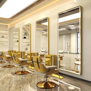 <span class=keywords><strong>Miroir</strong></span> de Coiffure Ovale Carré Moderne de Luxe Léger, Design Personnalisé, Prix Usine, Ensemble de Mobilier de Salon de Coiffure Doré - Product Image 3
