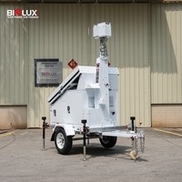 Sistema de Vigilância de Segurança ao Ar Livre, Trailer Móvel de CCTV Solar com 3 Painéis Solares Bifaciais de 450W, Bateria de Lítio, Segurança Remota