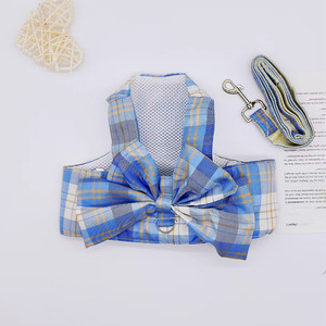 Arnés para perros con diseño a cuadros, transpirable, con lazo, conjunto de correa para mascotas pequeñas y medianas, para gatos y perros - Product Image 1
