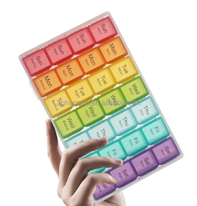 Bán Buôn Công Suất Lớn Du Lịch Di Động Hàng Tuần <span class=keywords><strong>7</strong></span>-Ngày 4-Thời Gian 28 Ngăn Cầu Vồng Đầy Màu Sắc Nhựa <span class=keywords><strong>Pill</strong></span> Organizer Lưu Trữ Hộp - Product Image 1