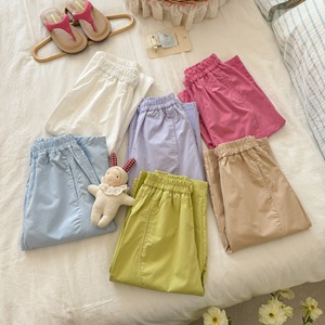 Girls Pants Summer Lightweight Solid Color Casual Harem Mosquito Repellent Cotton Woven Children's Pants - Product Image 2