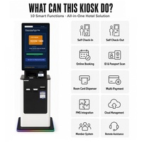 Kiosque d'enregistrement en libre-service pour hôtel, enregistrement rapide 24h/24 et 7j/7, scanner de passeport, émetteur de cartes RFID, compatible PMS, OEM ODM