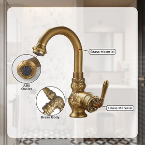 Trung quốc cổ điển Antique Hot Cold Water Tap Máy trộn vòi Brass phòng tắm lưu vực vòi nước - Product Image 4