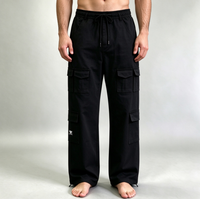 Pantalon cargo ample et épais pour homme, style streetwear, avec multiples poches, appliques et patchs, coupe droite, idéal pour le travail