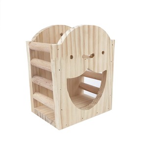 Mangeoire pour lapin en bois pour animaux de compagnie Boîte à nourriture 2-en-1 pour lapins cochons d'Inde Chinchillas Rack à foin fixable intégré - Product Image 5