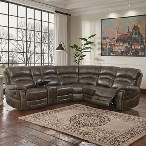 Elegante Juego de Sofás Reclinables Clásicos para Sala de Estar, Cuero Genuino con Diseño Tradicional, Color Personalizado, Cuero Sintético - Product Image 1