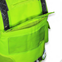 Gilet di Sicurezza Fluorescente Verde Lime Classe 2 con Logo Stampato, per Emergenze e Lavoro Medico, con Grandi Tasche Posteriori