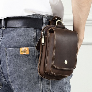 Riñonera Retro Vintage de Cuero Genuino para Hombre, Diseño Crazy Horse, con Cierre de Cremallera, Impermeable - Product Image 6