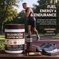Mélange de café aux champignons en poudre OEM avec Lion's Mane, Chaga, Reishi, Cordyceps pour la concentration, l'énergie, le soutien immunitaire et le bien-être quotidien