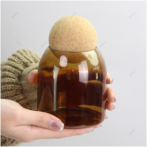 Di alta qualità chiaro borosilicato all'ingrosso 150ml 250ml 500ml colore personalizzato glassa di <span class=keywords><strong>vetro</strong></span> barattoli di candela con coperchio in sughero - Product Image 2
