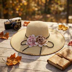 Chapeaux de plage en raphia en gros avec accessoires fleur et nœud papillon - Product Image 4