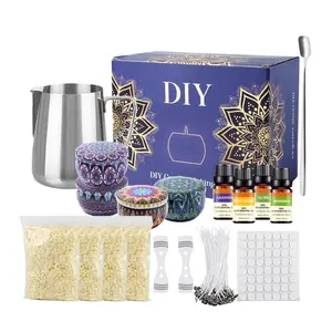 Kit personnalisé de fabrication de bougies à faire soi-même, ensemble d'accessoires pour bougies à la cire de soja, pot de fusion avec cuillère à remuer, coffret cadeau pour bougies fait main