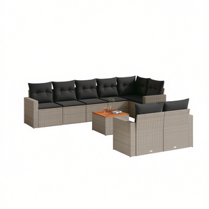 Ensemble de canapés de jardin en rotin 6 places, mobilier d'extérieur résistant aux intempéries, design contemporain, marron, gris, gris foncé - Product Image 1