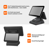 Imprimante thermique pour restaurant, écran tactile double, caisse enregistreuse, terminal de point de vente avec Bluetooth 5.2 et Wi-Fi 6, système d'exploitation Windows/Android